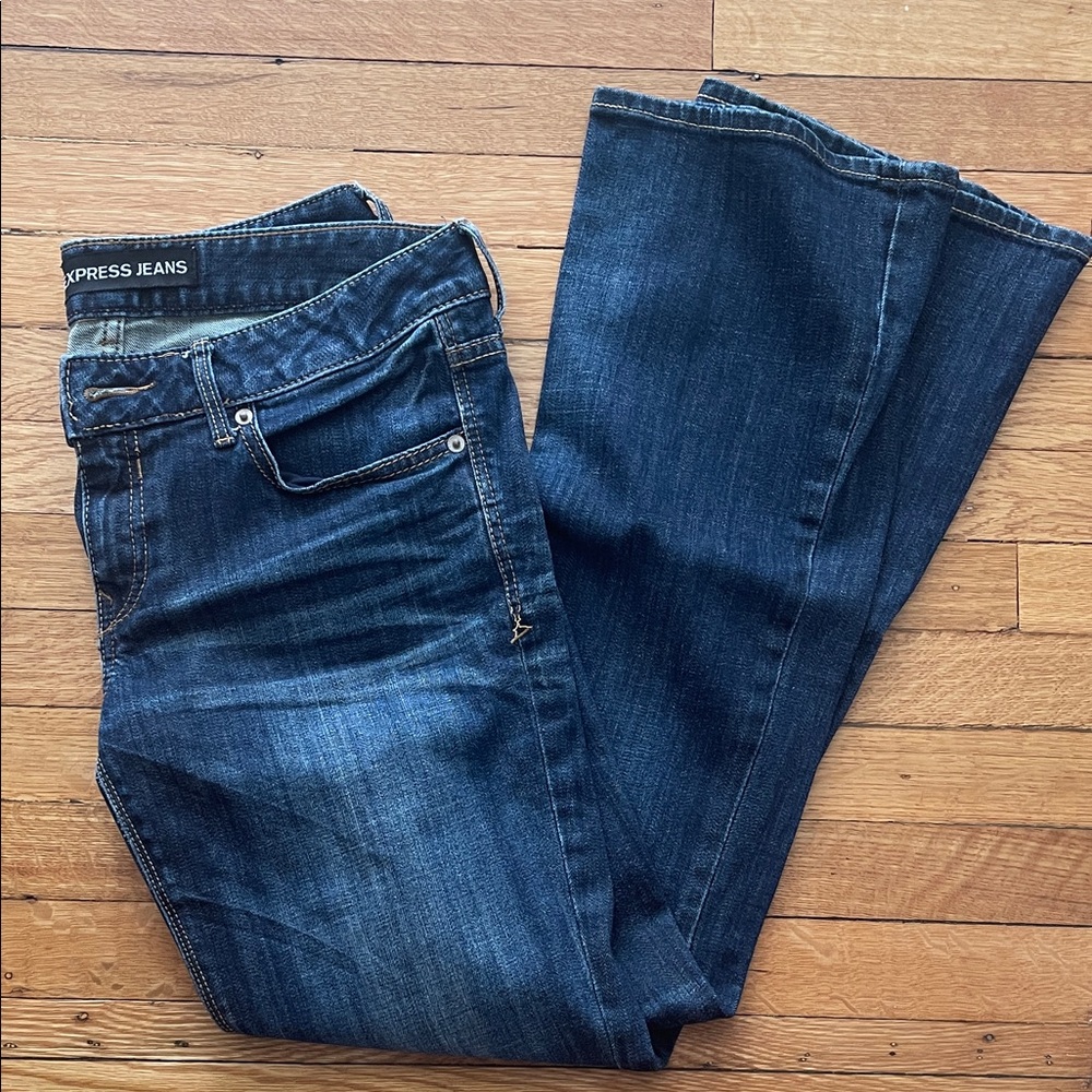 Express Dark Blue Flare Jeans
